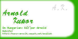 arnold kupor business card